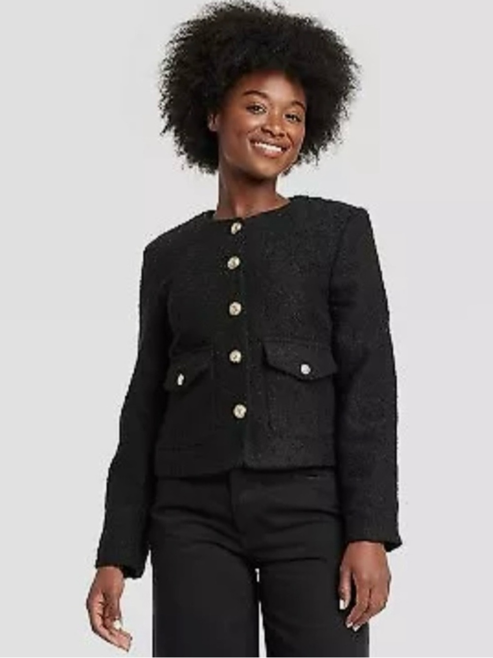 Universal Threads! Blazer! Black from target Bouclé Button-Front Jacket ! NEW